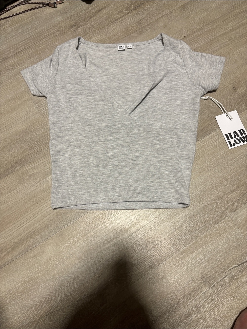 Harlow Heather Gray Scoop Neck Cropped Tee